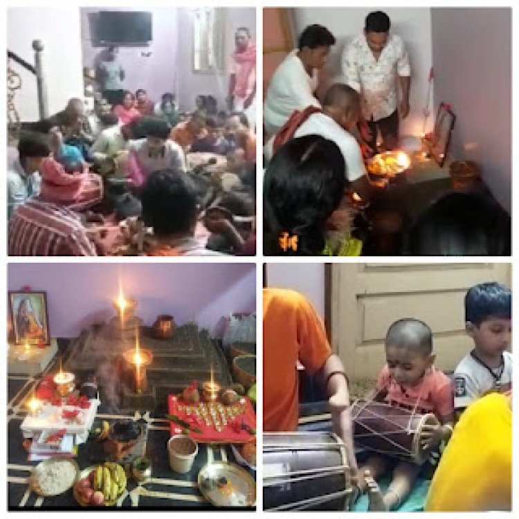 राजिम में अवसरिया परिवार समाज की कुलदेवी मां रातमाई कन्हाई परमेश्वरी जी की असीम अनुकम्पा से लेड़गी विश्राम के अंगना में ज्योत जंवारा कार्यक्रम