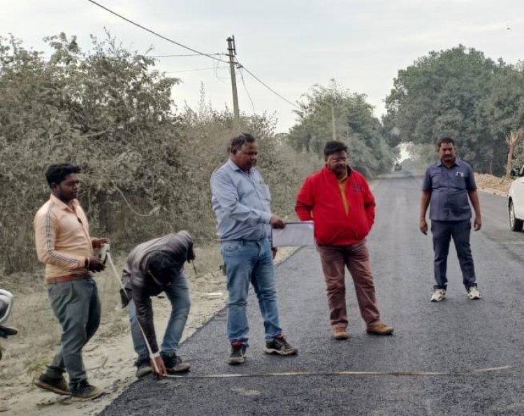 सड़क निर्माण कार्य की गुणवत्ता से किसी भी सूरत में समझौता बर्दाश्त नहीं , समय समय पर सड़क की गुणवत्ता का करते रहूंगा जांच :- यू.डी. मिंज
